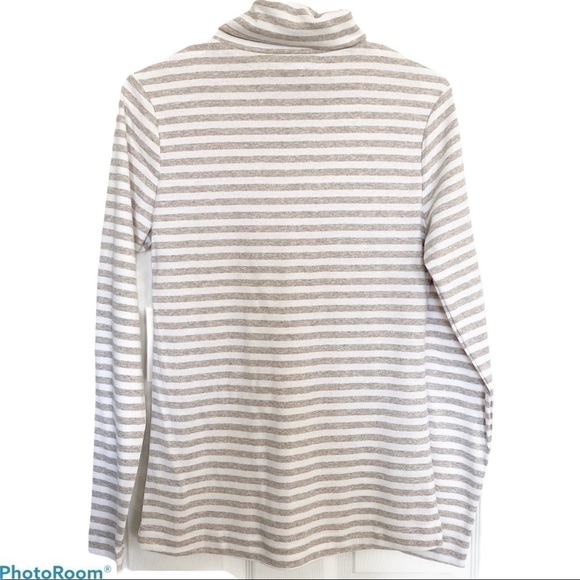 Three Dots Turtleneck Women’s Large Tan Striped Pullover NWT Brecken Ridge - Picture 7 of 11